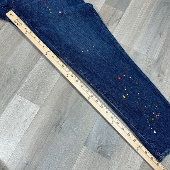 Loft Made and Loved Paint Splatter Boyfriend Jeans Blue 8 Button Fly - Picture 14 of 16